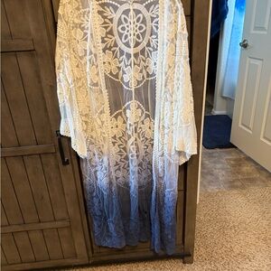 Adore White and Blue Lace Blazer